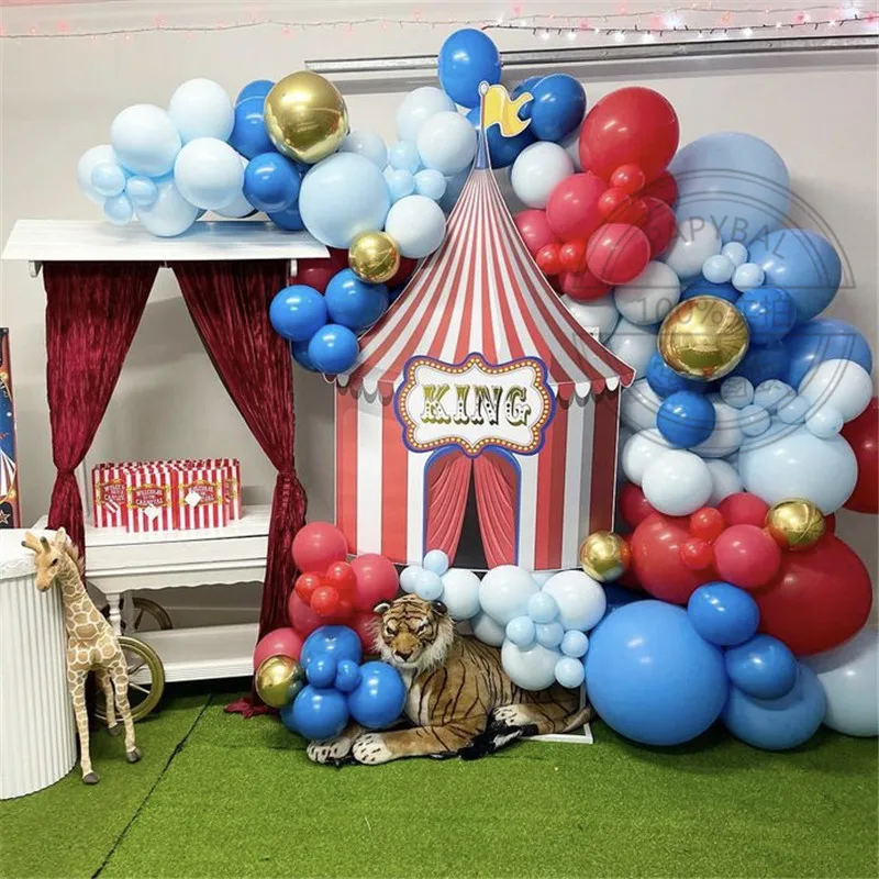 

121pcs Circus Balloons Garland Red Blue Balloon Arch Garland Kit Carnival Baby Shower Wedding Birthday Party Decoration Supplies