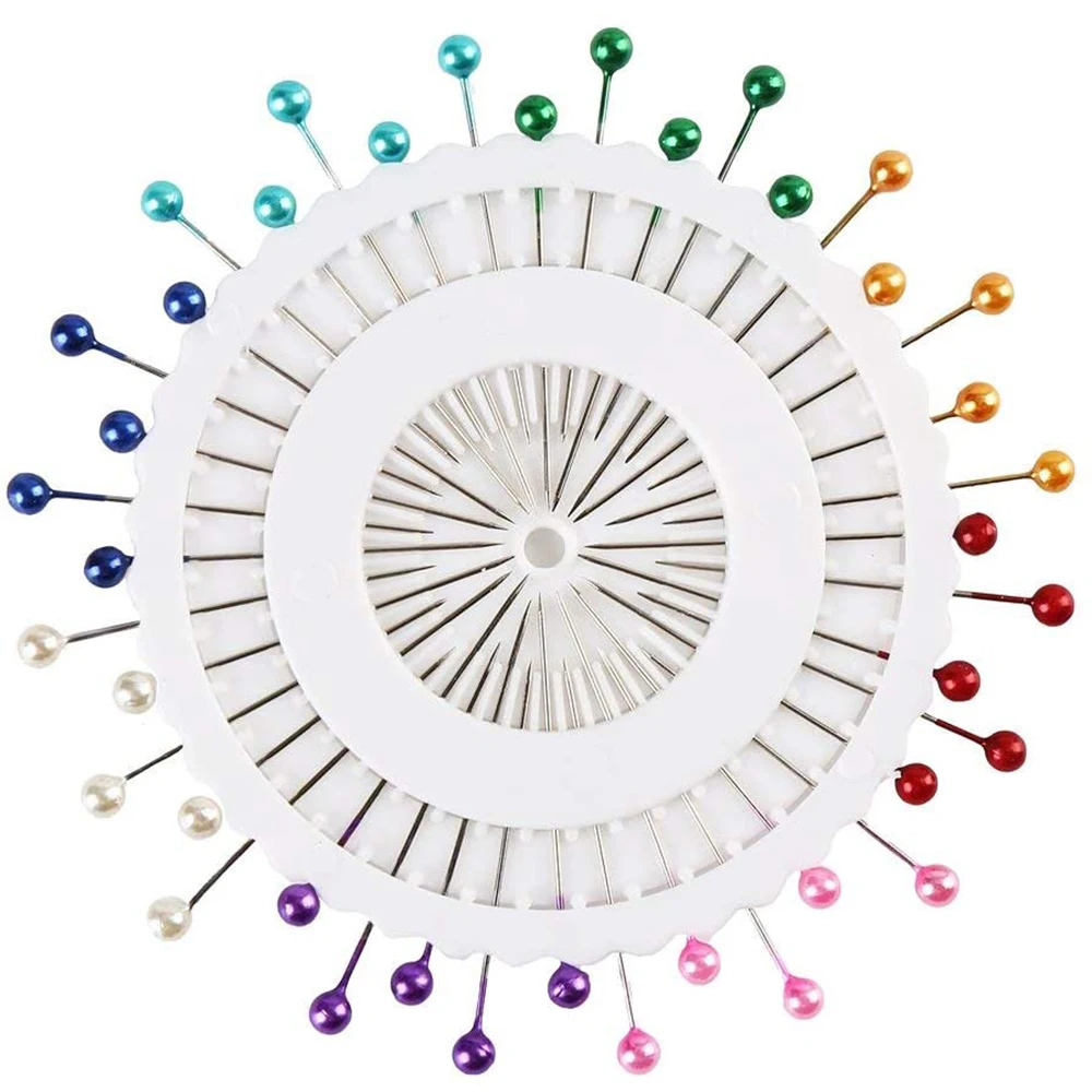 40Pcs Multicolor Sewing Pins 38mm Plastic Pearl Head Needle Pins Quilting Straight Pins for Dressmaking DIY Sewing Craft Tools