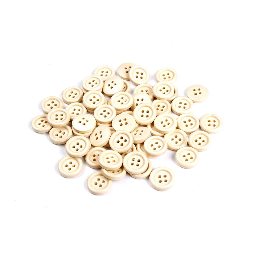 100Pcs 4-Holes Wooden Buttons For Craft Round Sewing Buttons Scrapbook DIY Home Decoration Accessories