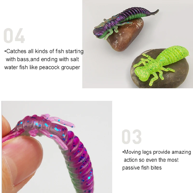 ESFISHING New Jigging Soft Worm Bait Larva 50mm 75mm For all Fish Iscas Pesca Artificial Ice Tiny Fishing Lure Tackle