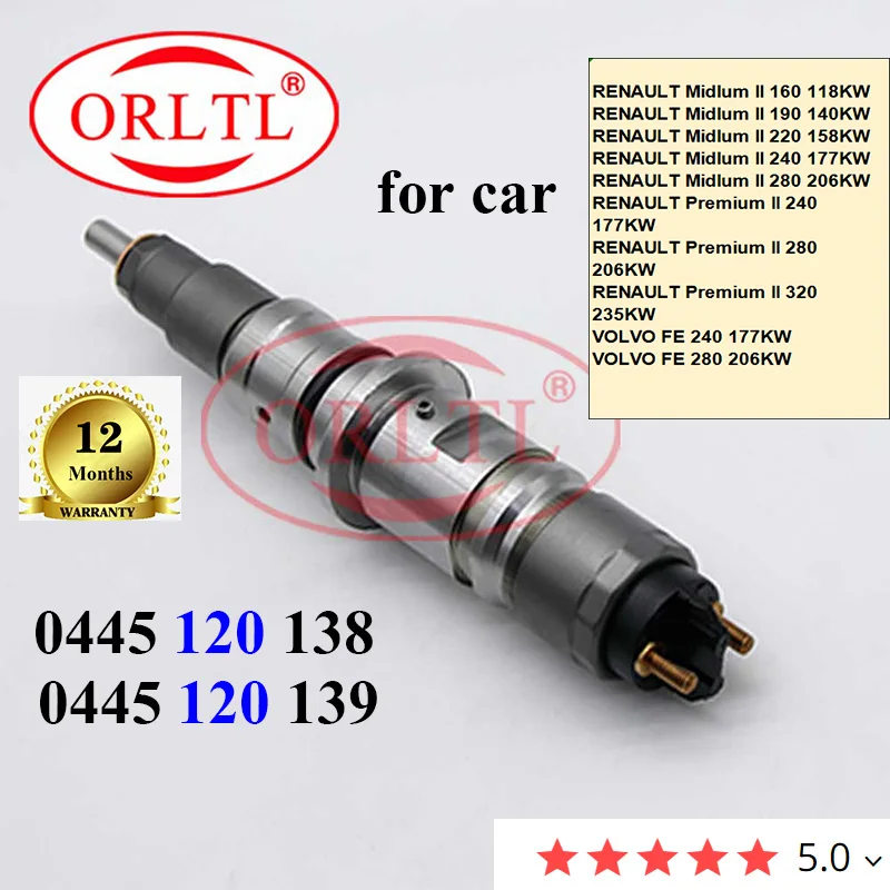 

ORLTL New Common Rail Injector 0445120138 0445120139 Nozzle 0 445 120 138 0445120139 for RENAULT Premium II 240 177KW