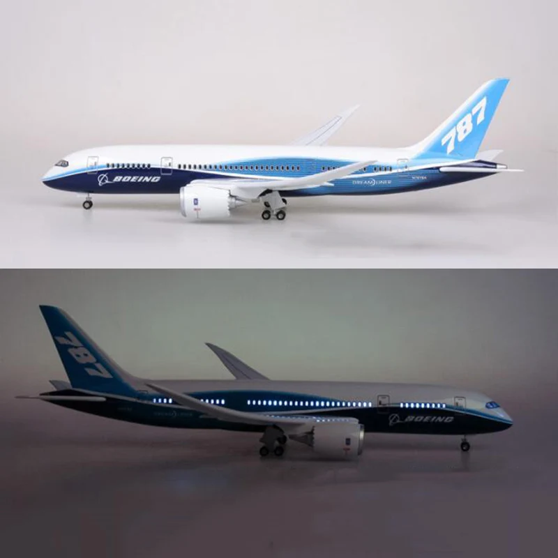 47CM Airplane Model Toys 787 B787 Dreamliner Aircraft Model With Light and Wheels landing gears 1/130 Scale Diecast Resin Plane