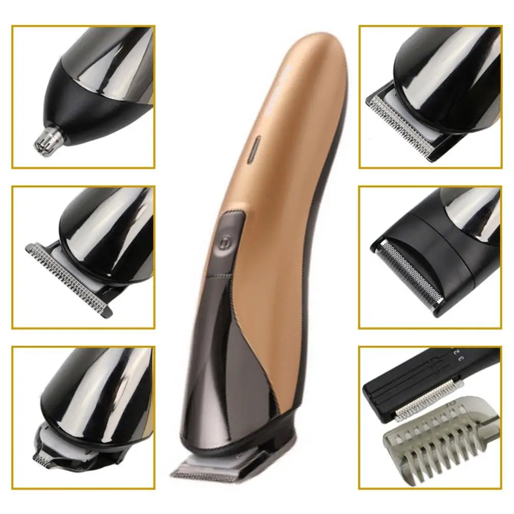 6 في 1 الكهربائية الشعر المتقلب الشعر المقص الحلاقة مجموعات الحلاقة قابلة للشحن ماكينة حلاقة اللحية الرجال آلة الحلاقة قطع الأنف المتقلب