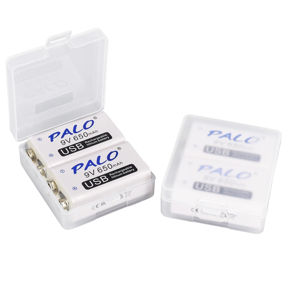 PALO 650mah 9V Li-ion Rechargeable Battery 6F22 9V Lithium Battery for RC Helicopter Model Microphone Toy Remote batteries