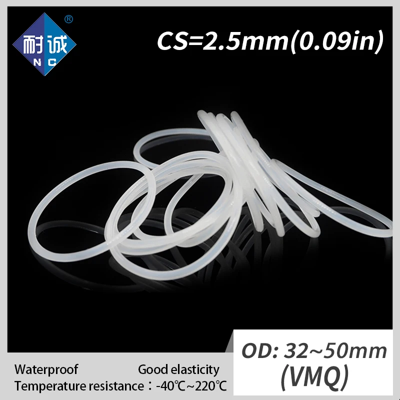 2 ピース/ロットシリコーンゴム論理和 VMQ CS 2.5 ミリメートル OD32/34/35/38/40/42 /44/45/48/50 ミリメートル O リングガスケットシリコーン O リング防水