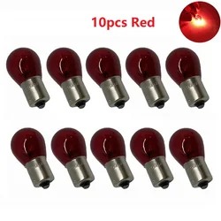 Luces de freno de luz roja, bombilla indicadora de señal de giro, lámpara halógena BAY15D 1157 BA15S P21W, P21/5W S25 1156, 10 uds.