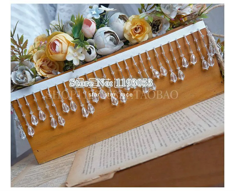 2 hof/Lot Kristall Anhänger Perlen Spitze Quaste Trimmen DIY Bühne Kleidung Hause Vorhang Hochzeit Dekorative Zubehör – Detail 14