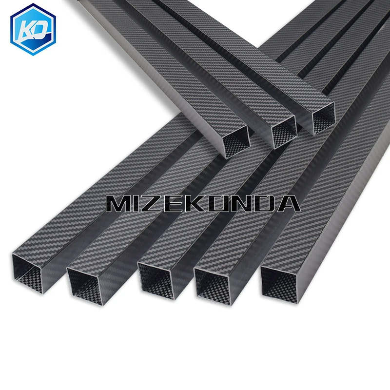 1Pcs 1000mm 3K Full Carbon Fiber Square Tube OD: 25 26 28 30 32 34 35 36 38 40mm Twill Matte Surface For RC Model Material