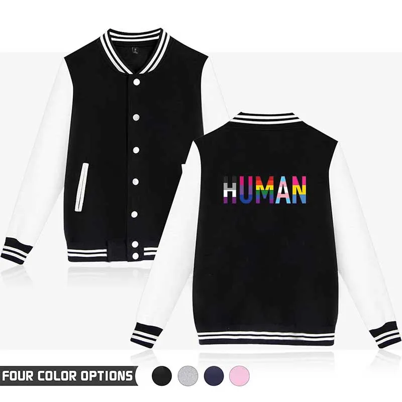 New Human Love Wins LGBT Rainbow Lesbians Gays Baseball Jacket Coat Men Women Long Sleeve Pocket Button Hoodies Sweatshirts Tops