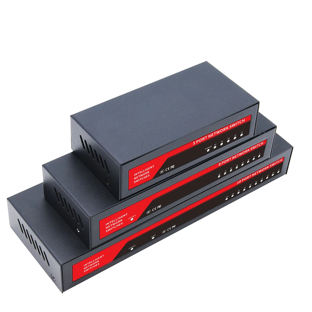 KuWFi-conmutador Gigabit Ethernet de 5/8/10 puertos, 10 100, 1000Mbps, conmutador de red rápido RJ45 LAN Hub, conmutador de escritorio para oficina