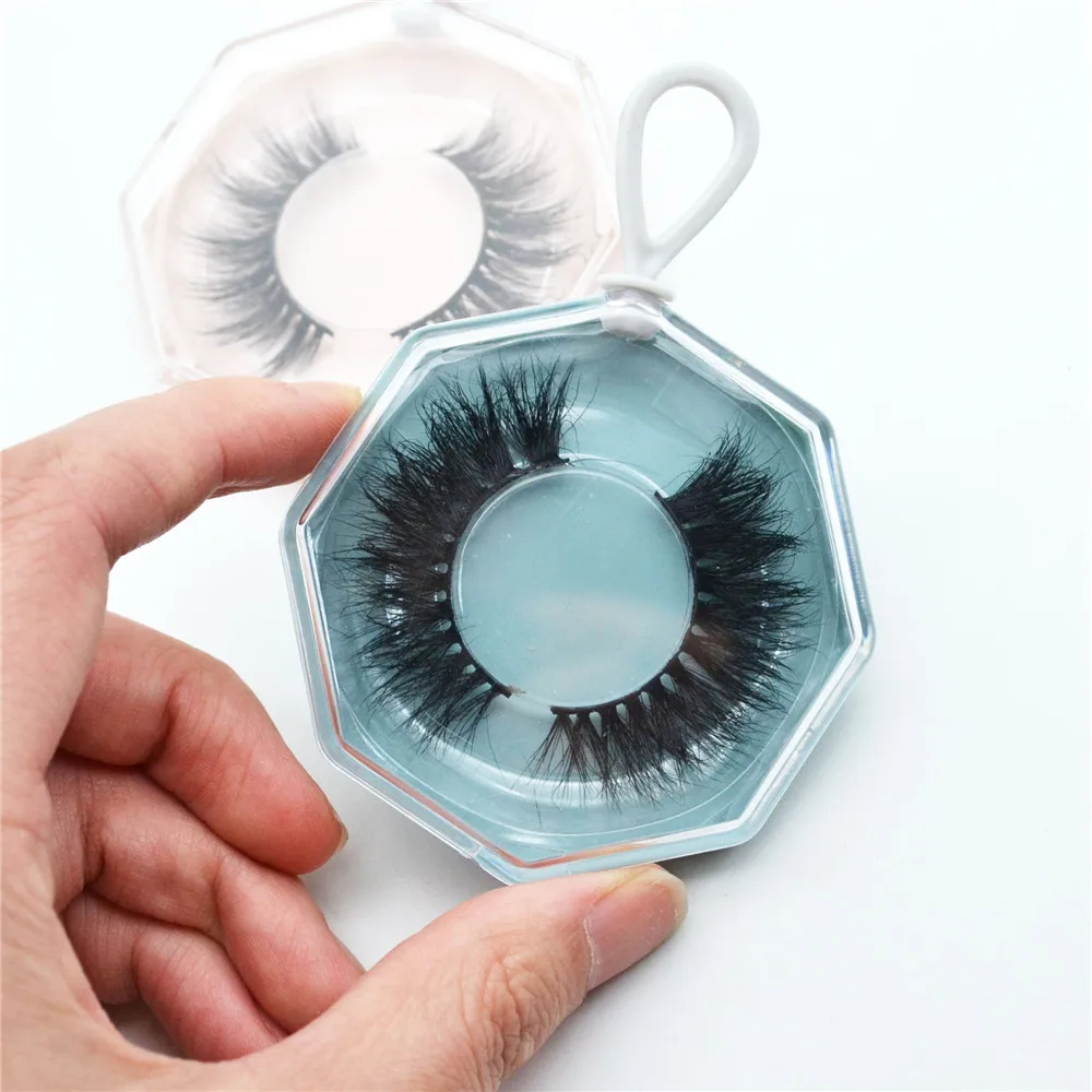 1pc False Eyelash Packaging Box Acrylic Polygonal Keychain Empty Eyelash Case With Tray Cosmetic Storage Box Daily Use Tools