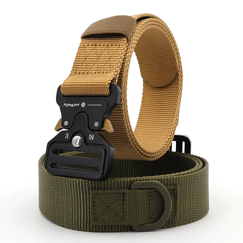 Flying Art Official Genuine Tactical Belt Men Nylon Metal Buckle Military SWAT Combat Belts Knock Off Emergency Survival Belt