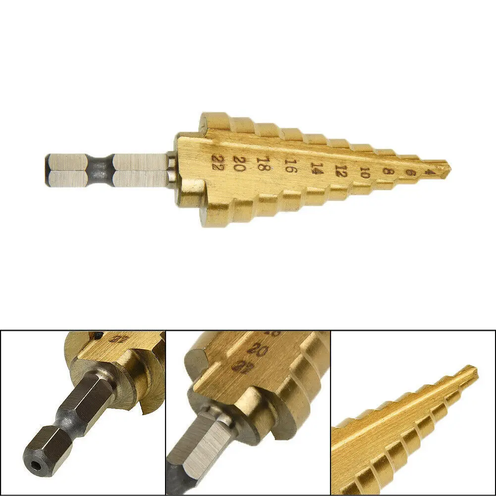 4-32MM HSS Titanium Coated Step Drill Bit Drill Power Tool Wood Hole Milling Cutter High Speed Metal Cone