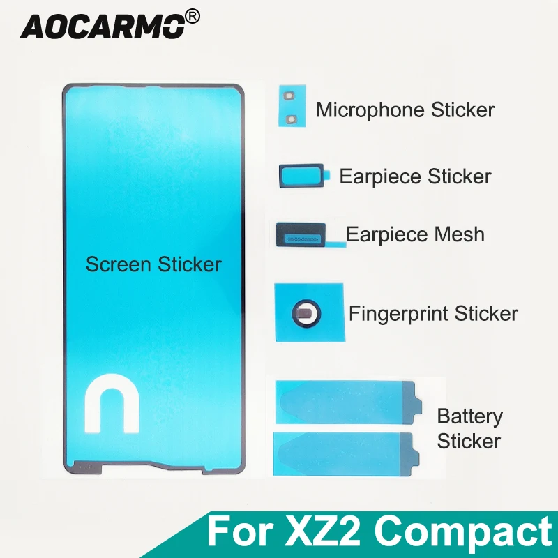 Aocarmo Zestaw naprawczy do Sony Xperia XZ2 Compact Mini XZ2C H8324: ekran LCD, klej, głośnik słuchawki, siatka, naklejka na baterię, pełny zestaw
