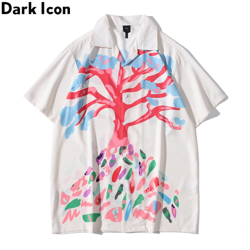 

Dark Icon Big Tree Polo Shirt Men Vintage Street Men's Hawaiian Shirts Summer Man Blouse Top