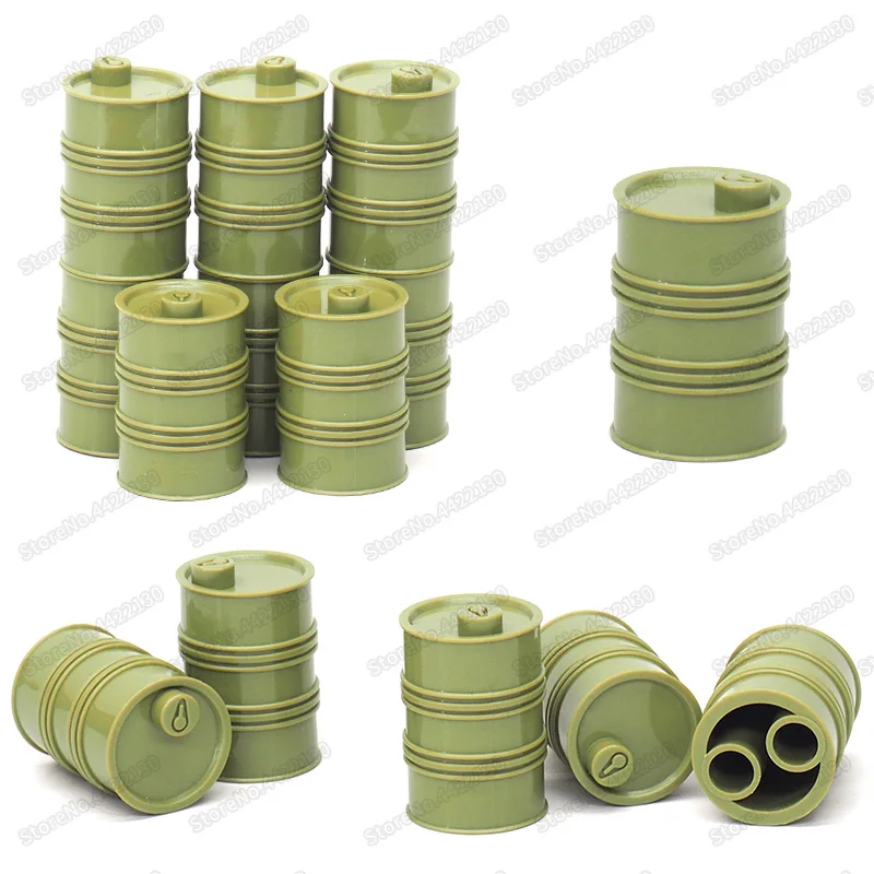 Military Green Oil Drum Building Blocks Piece Lot Diy Army Soldier Figures Weapons Technology Set Model Boy Christmas gifts Toys