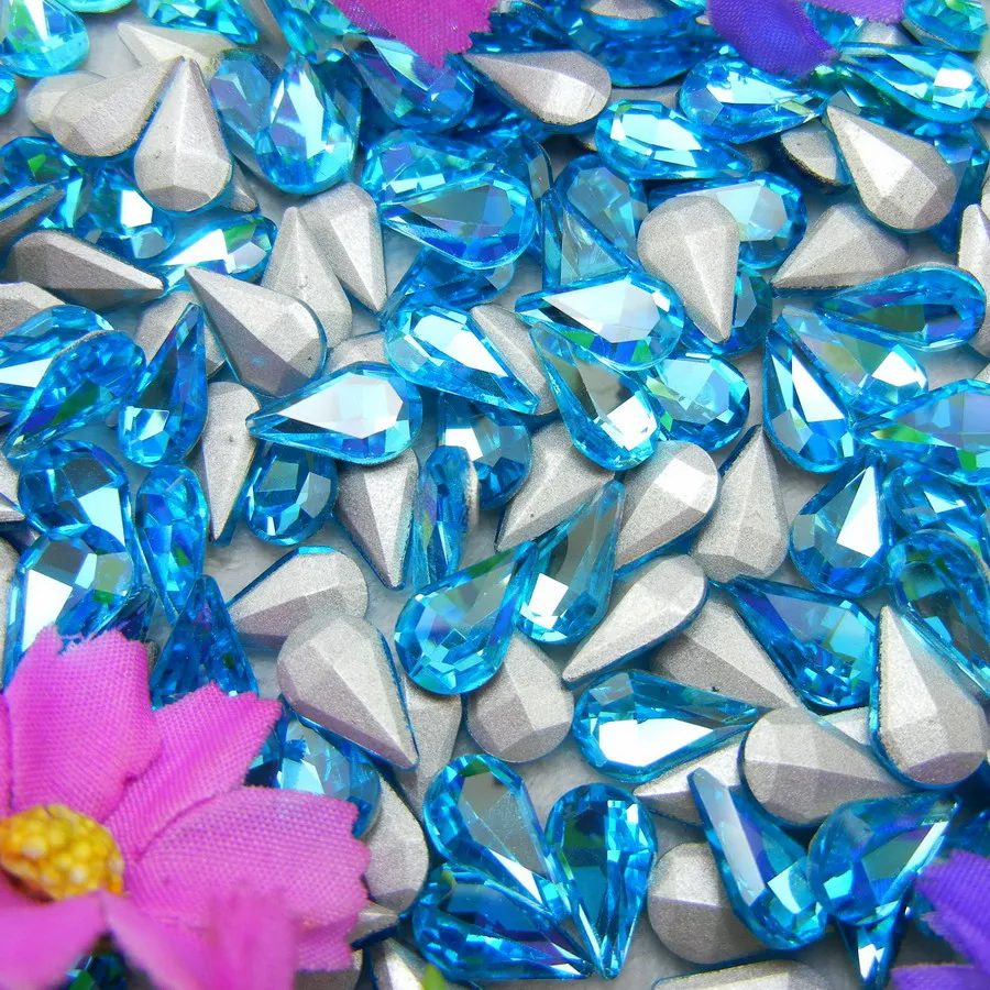 Glaskristall 3*6mm 6*10mm 8*13mm Schöne Farben Wassertropfen Tränenform Klebe-Rhinestone-Perlen Nailart DIY Dekoration – Detail 11