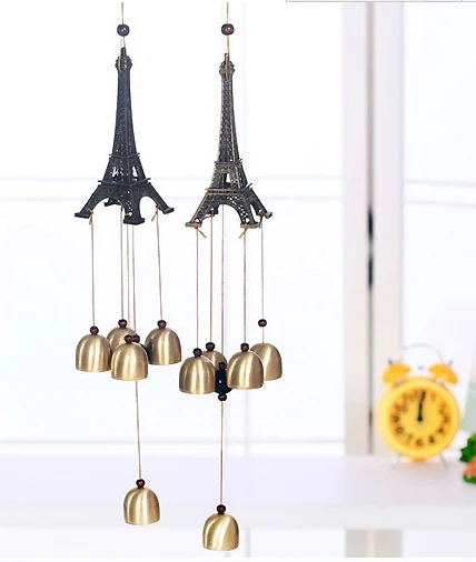 Campanas de tubo de aluminio de la Torre Eiffel, accesorio que ocupa el hogar, artesanía Feng Shui, regalo para adorno interior, campana de puerta de Metal Unisex