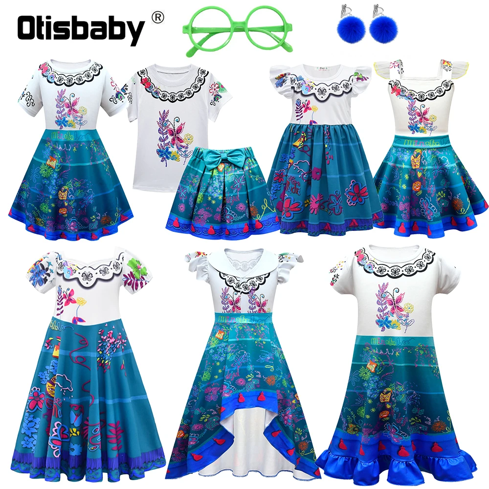 Mädchen Mirabel Kleid Kleinkind Karneval Party 2022 Neue Filme Encanto Rolle Spielen Kostüm Sommer Kinder Casual Kleidung Prom Kleider Baby