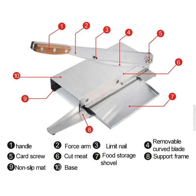 Tagliatrice di ossa da 15 pollici Tagliatrice di ossa commerciale per supermercato Tagliatrice di stecche Piedi di maiale Bacchette di agnello Lama da 33 cm