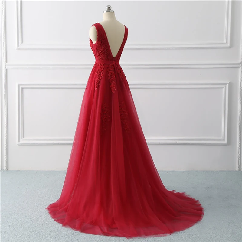 Beauty-Emily Lama Elegan Gaun Malam Backless Garis Formal Pesta Busana Renda Prom Gaun Vestido De Festa plus Ukuran 2020