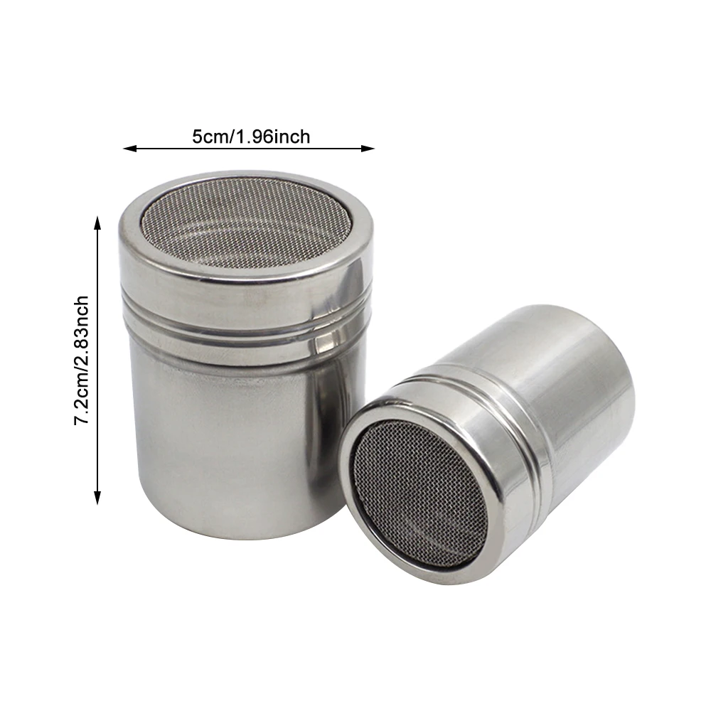 Stainless Steel Cocoa Flour Coffee Sifter Flour Sugar Icing Mesh Sifter Powder Spreading Tank for Fancy Coffee Barbecue 2021 New