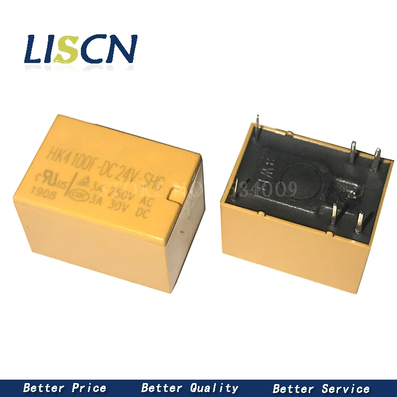 10pcs/lot Relay HK4100F-DC24V-SHG HK4100F-DC12V-SHG HK4100F-DC5V-SHG HK4100F-DC03V-SHG 3V 5V 12V 24V 3A 6pins Mini Power Relays