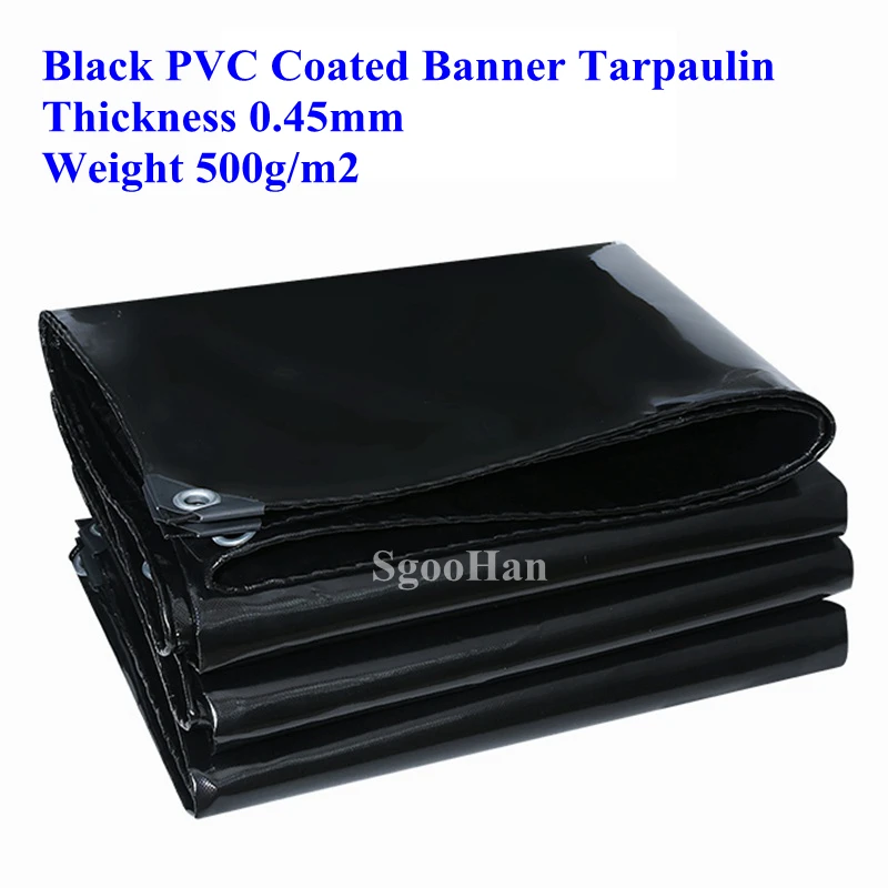 0.45mm Black Truck Canopys PVC Coated Banner Tarpaulin Rainproof Cloth Outdoor Awning Waterproof Shed Oxford Oilcloth Shade Sail