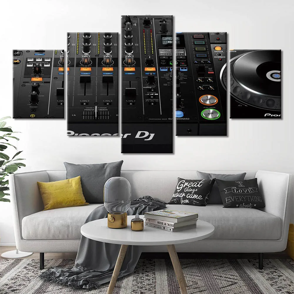 No Framed Canvas 5Pcs Dj Pioneer Music Wall Art Posters Pictures Paintings Home Decor Accessories Living Room Decoration