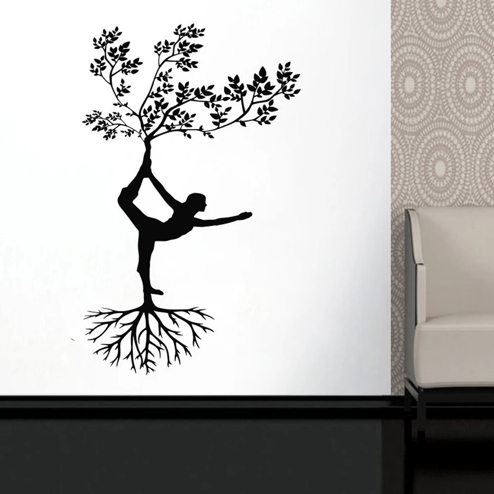 

Tree Wall Decal Tree Branch Woman Wall Sticker Tree Wall Decor Vinyl Sticker for Yoga Studio Home Bedroom Decor Wallpaper C271