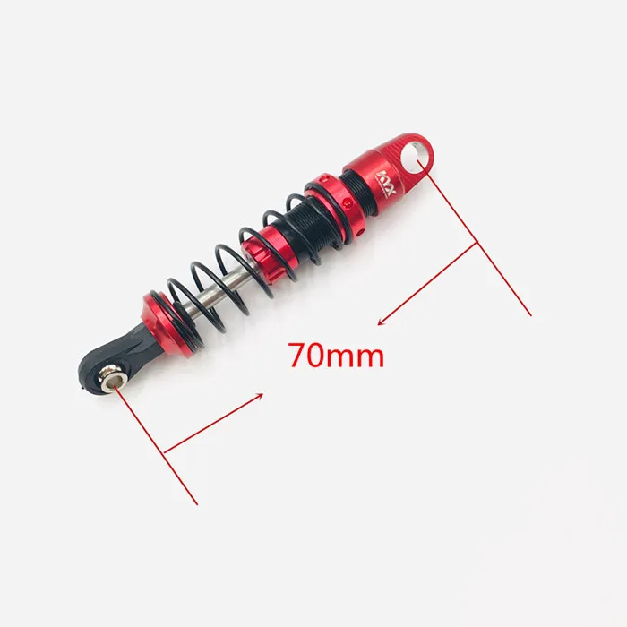 Amortecedor de metal vermelho KYX Racing 70 mm para carro crawler 1/10 RC (2 unidades)