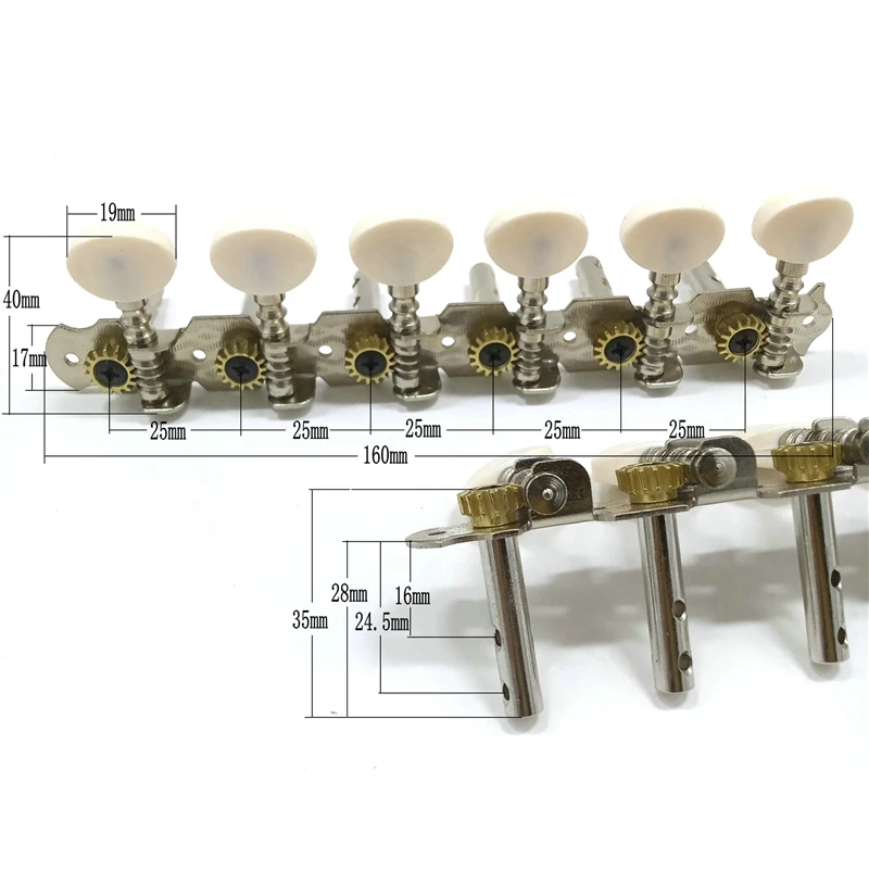 A Set 2 Pcs 6R6L Chrome 12 Strings Acoustic Guitar Tuning Pegs Keys Machine Heads String Tuners Guitar Accessories Parts