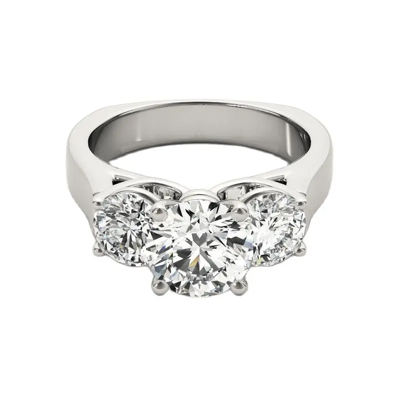 Bague de fiançailles en argent regardé 925 pour femme, diamant Moissanite, 3 charbons, 2.2 carat, document D