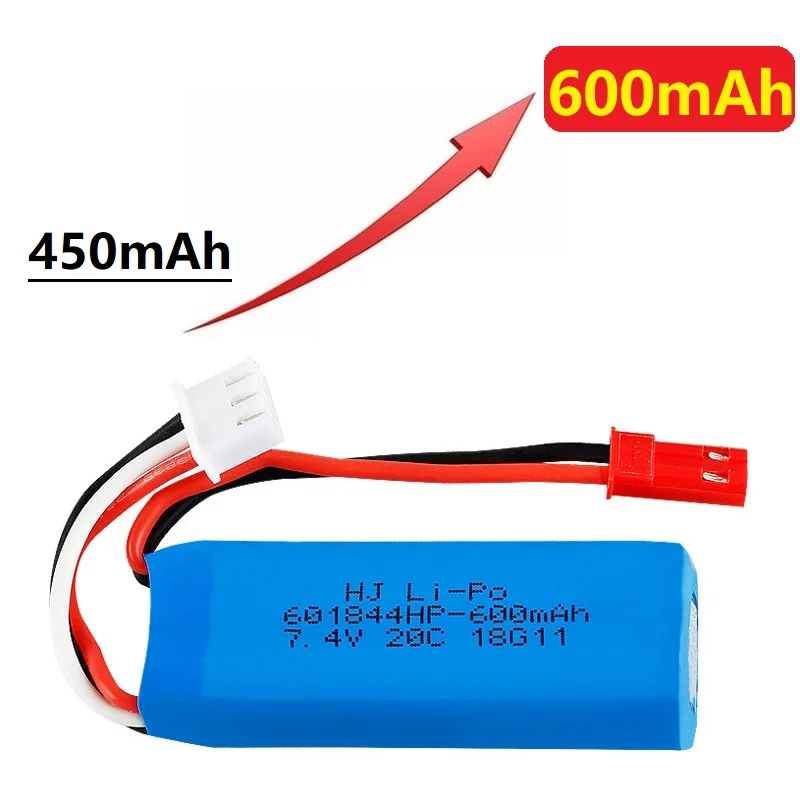 7.4V 450mAh Lipo Battery and USB Charger for WLtoys K969 K979 K989 K999 P929 P939 RC Car Parts 2s 7.4v Battery 3pcs