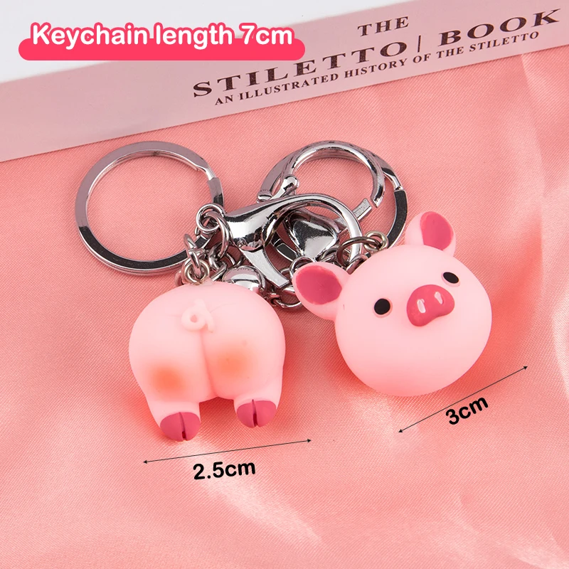 1PC New Animal Head Butt Pair Of Keychain Bag Pendant Car Key Chain Accessories Gift Keyring