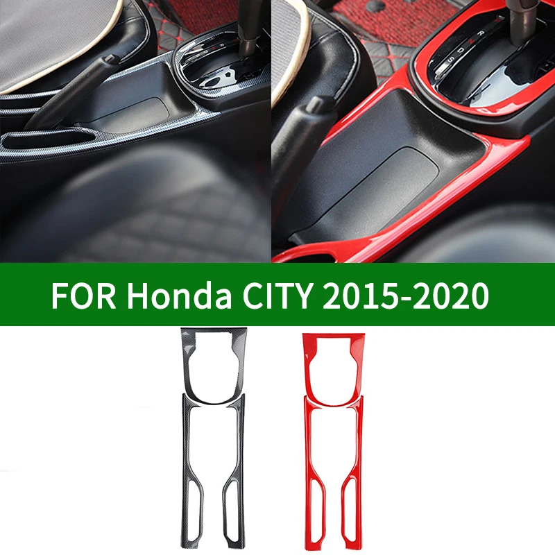 Dla 2015-2020 HONDA CITY GM6 panel zmiany biegów hamulec ręczny dopasowane obramowanie ramki, wykończenie wnętrza z włókna węglowego dla Ballade Grace 2017 2019