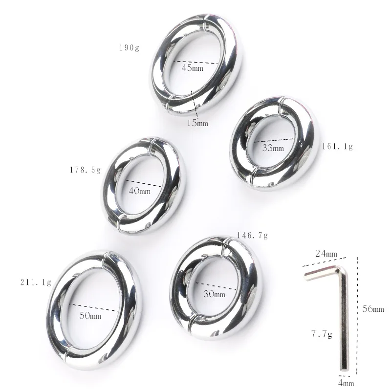 Metal Cock Ring Stainless Steel Cock Ring Ejaculation Delay Sex Toys for Adult Men Male Cockring Stretcher Testicle Device