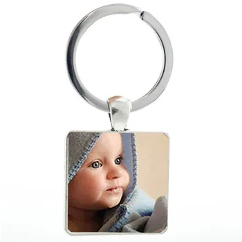 Personalisierter quadratischer Anhänger, individueller Schlüsselanhänger, Foto, Mutter, Vater, Großeltern, Lieblingsgeschenk, ein Geschenk für die Familie