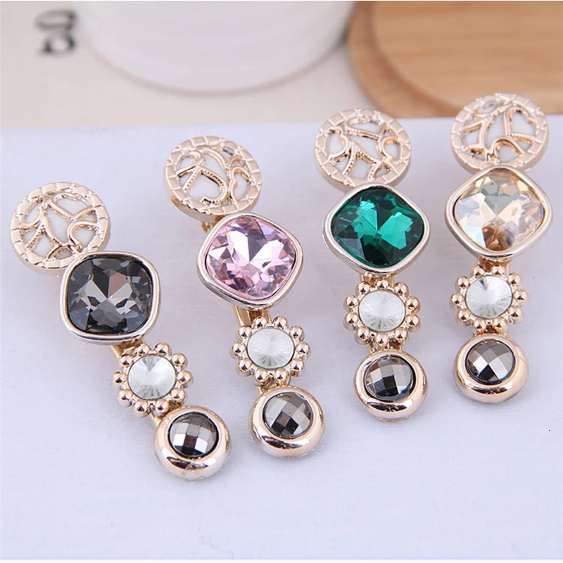 Ins Korean Crystal Barrettes for Women 2022 Fashion Geometric Crystal Hair Clips Hairpins Hair Accessories Jewelry Bobby Pins