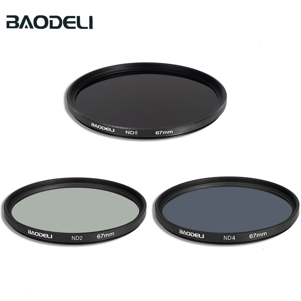 BAODELI filtr Nd 2 4 8 filtr 49 52 55 58 62 67 72 77 82 Mm dla Canon m50 90d 250d Nikon d3500 aparat coolpix p900 p1000 Sony a6000