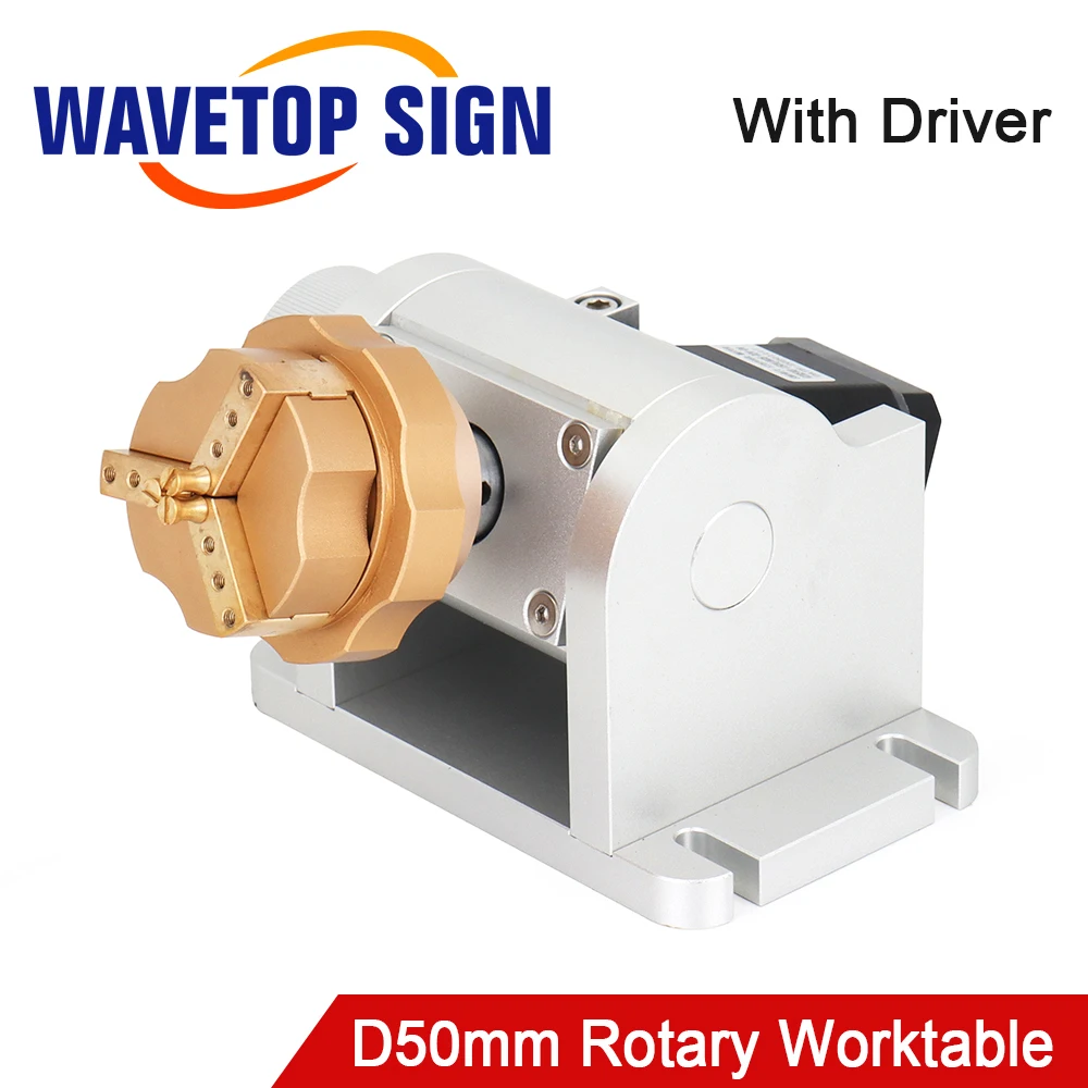 WaveTopSign Rotary Worktable WT-D50 Rotary Attachment with Stepper Driver TB6600 for Laser Marking Machine