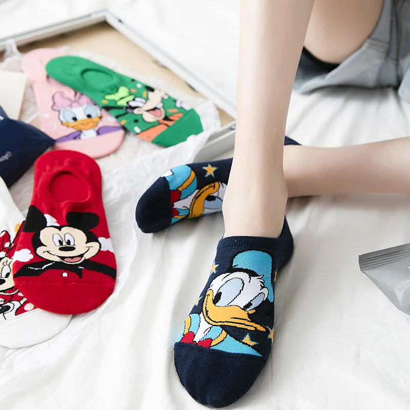 Disney Girl\'s Socks Minnie Mickey Invisible Ankle Socks Donald Duck Cotton Women\'s Socks Summer Autumn Girl Socks for Children