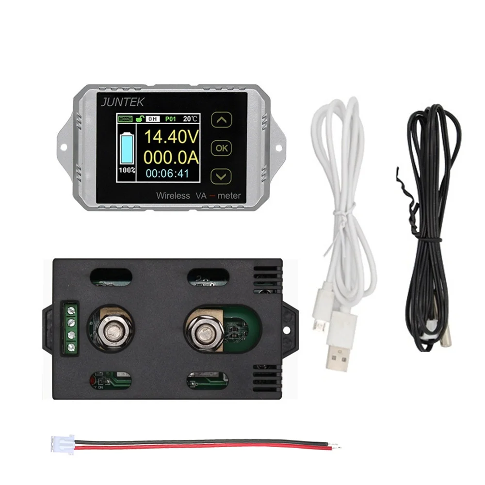 JUNTEK Wireless Digital Voltmeter 100v 30A~300A Ammeter Multifunction Measure Bi-directional Volt Ammeter VAT1100 Power meter