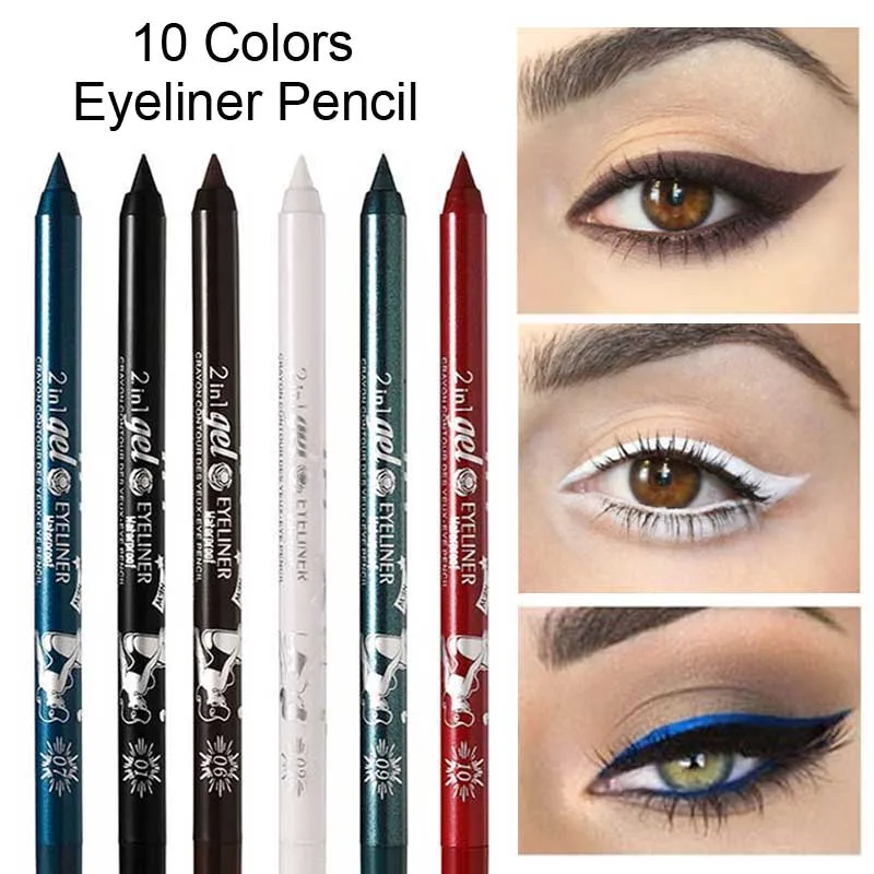 10-kolor Eyeliner pióro perła matowy Neon żel pod oczy ołówek gładkie łatwe do pokolorowania zawodowych kobiet kosmetyki do makijażu oczu TSLM1