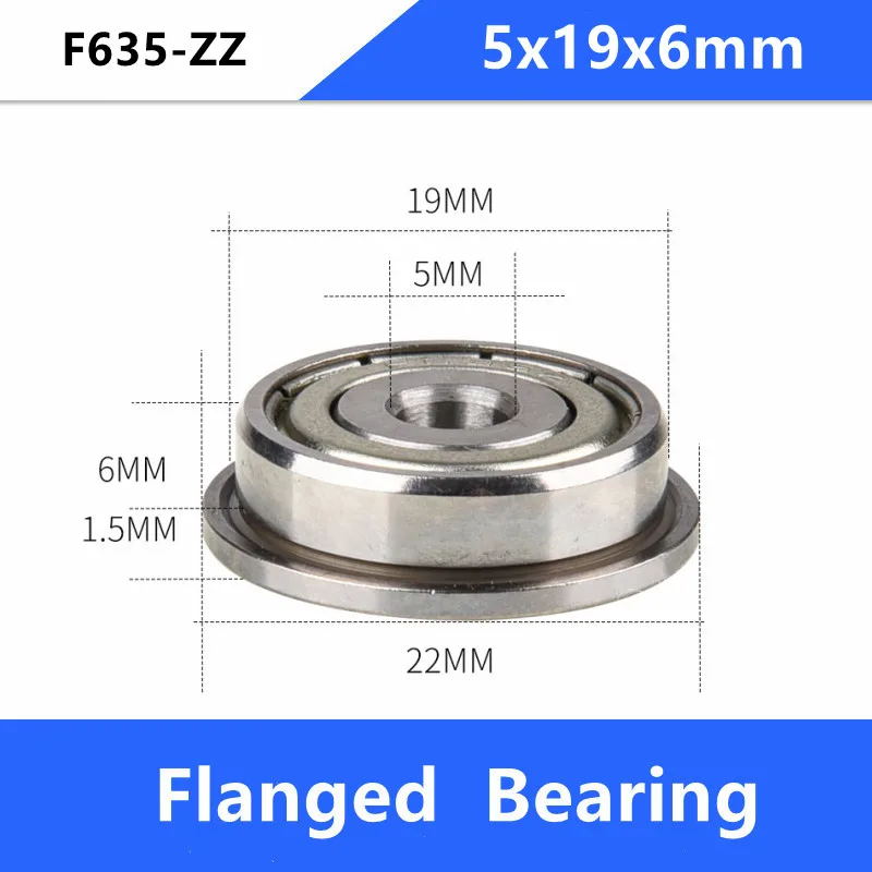 

20pcs/50pcs/100pcs F635ZZ F635-ZZ Z F635Z 5x19x6mm shielded flange deep groove ball bearing F635-2Z 5*19*6