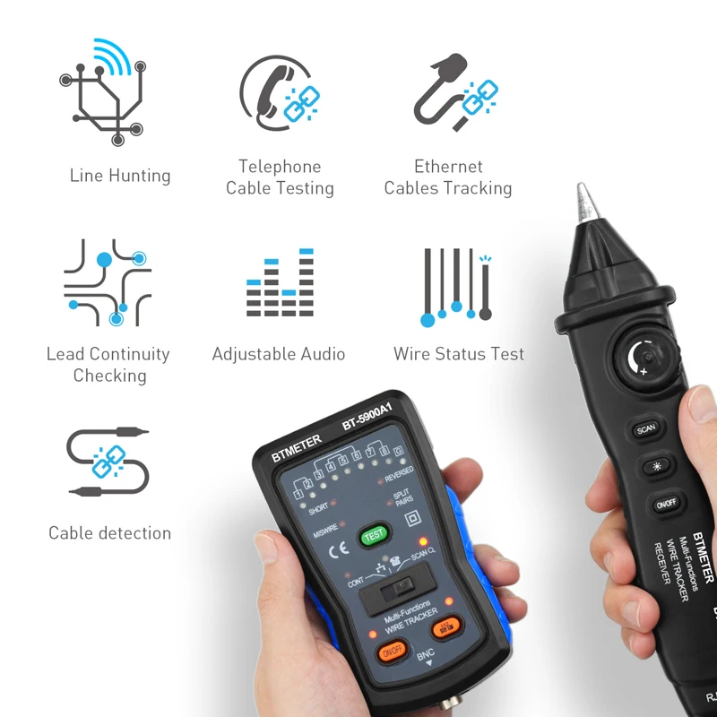 Cable Finder Tone Generator Probe Kit Wire Tracker Toner Ethernet LAN Network Cable Tester Telephone Tester, Continuity Checker