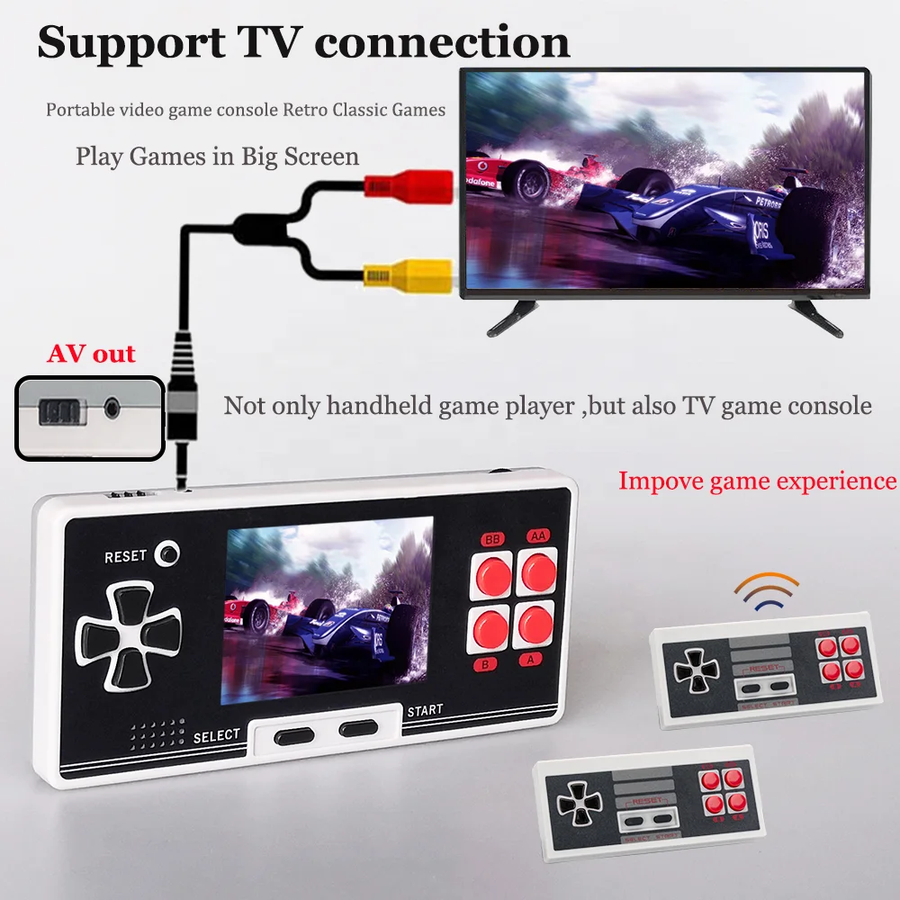 Console tascabile retrò gioco portatile da 2.8 pollici Consola costruito nel 200 Juegos Dual Wireless Controller TV lettori di videogiochi portatili