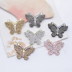 20Pcs 30*22mm Padded Rhinestone Butterfly Patches for DIY Crafts Clothes Hat Headwear Hair Clips Decor Appliques Accessories