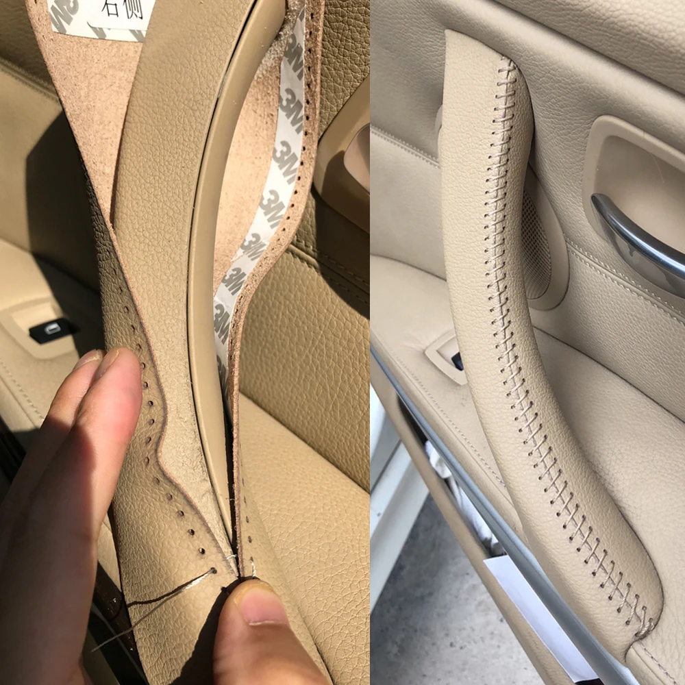 Leather Right /Left Door Panel Handle Handle Cover Inner Pull Trim Cover For BMW 3 Series E90 E91 E93 2005-12 Car Interior Part