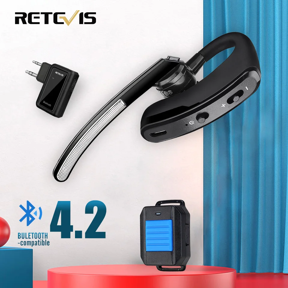 Auricular Compatível com Bluetooth Walkie Talkie Fone de Ouvido com Dedo sem Fio Ptt Apto para Motorola Baofeng Uv5r Uv82 Retevis-eek013
